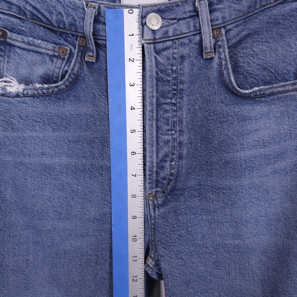 AGOLDE Riley Jeans Womens 26 Blue High Rise Crop Straight Distressed Button Fly - Picture 10 of 12